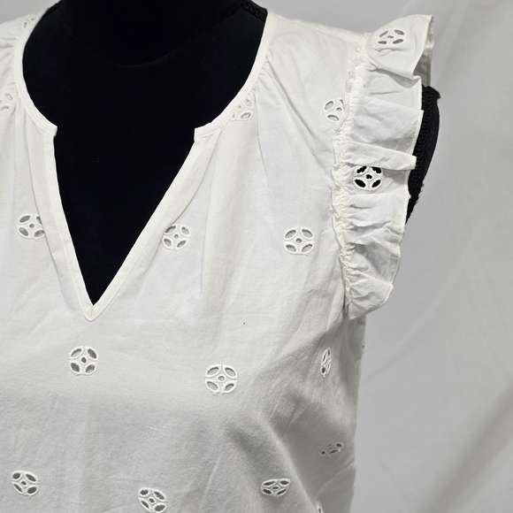 Madewell women XS white eyelet garden summer dress lined costal cowgirl boho - Picture 7 of 14